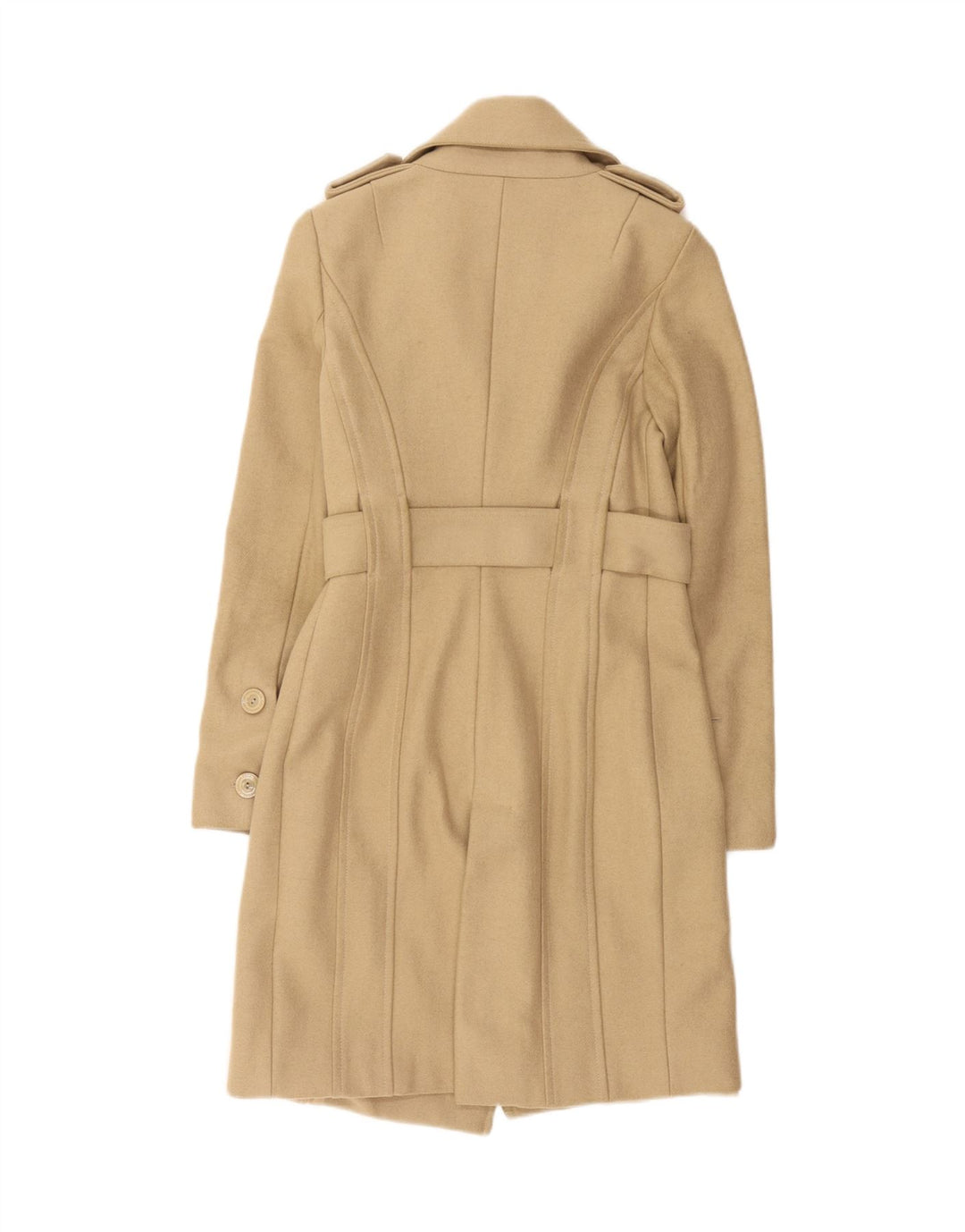 Patrizia Pepe Casaco feminino militar duplo breasted IT 40 Lã bege pequena
