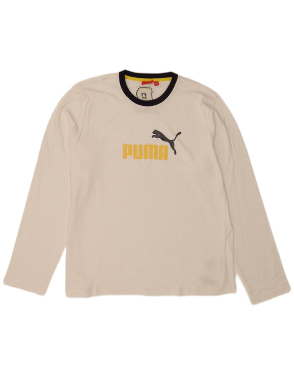 Puma Mens Graphic Top Manga Longa XL Branco Algodão