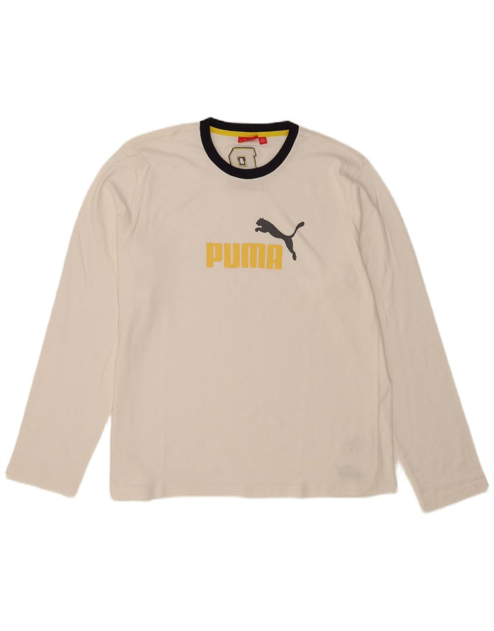 Puma Mens Graphic Top Manga Longa XL Branco Algodão