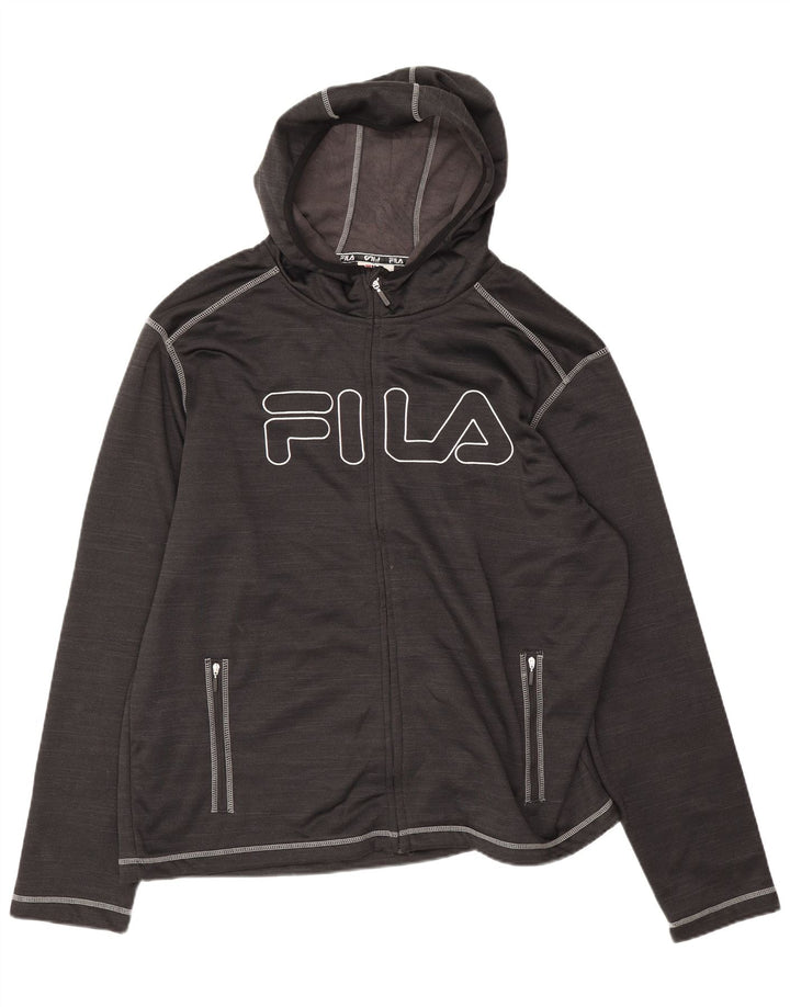Suéter masculino Fila Graphic Zip com capuz 2XL poliéster preto