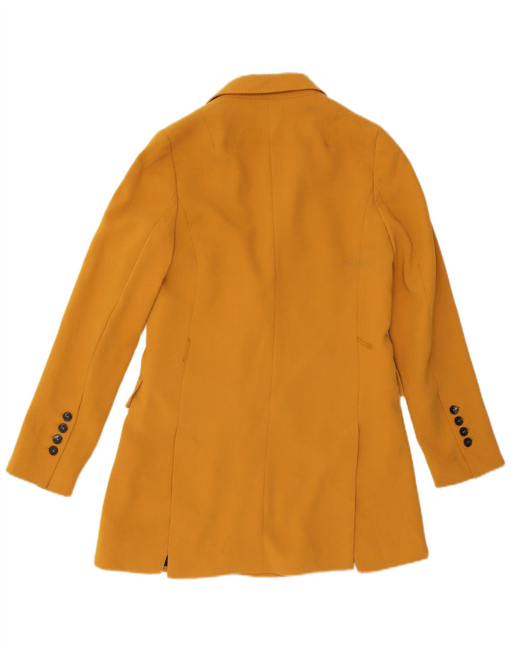 Casaco feminino oversized com peito duplo Zara UK 6 XS amarelo poliéster