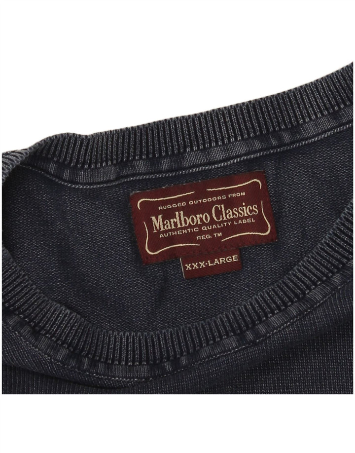 Suéter masculino Marlboro Classics com gola redonda 3XL azul marinho