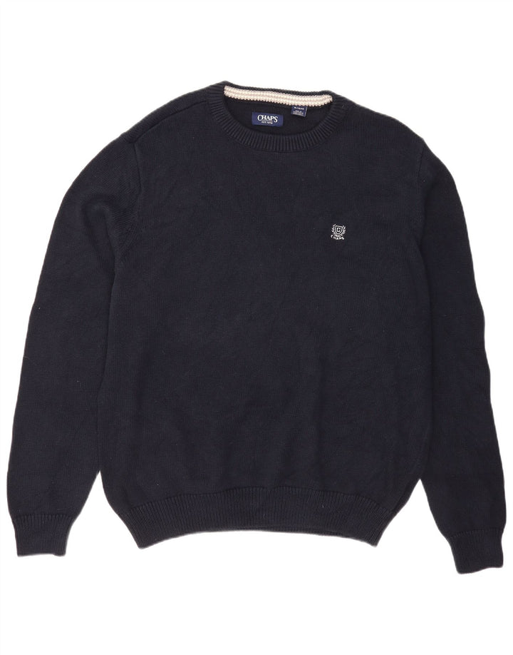 Suéter masculino Chaps com gola canoa XL azul marinho algodão