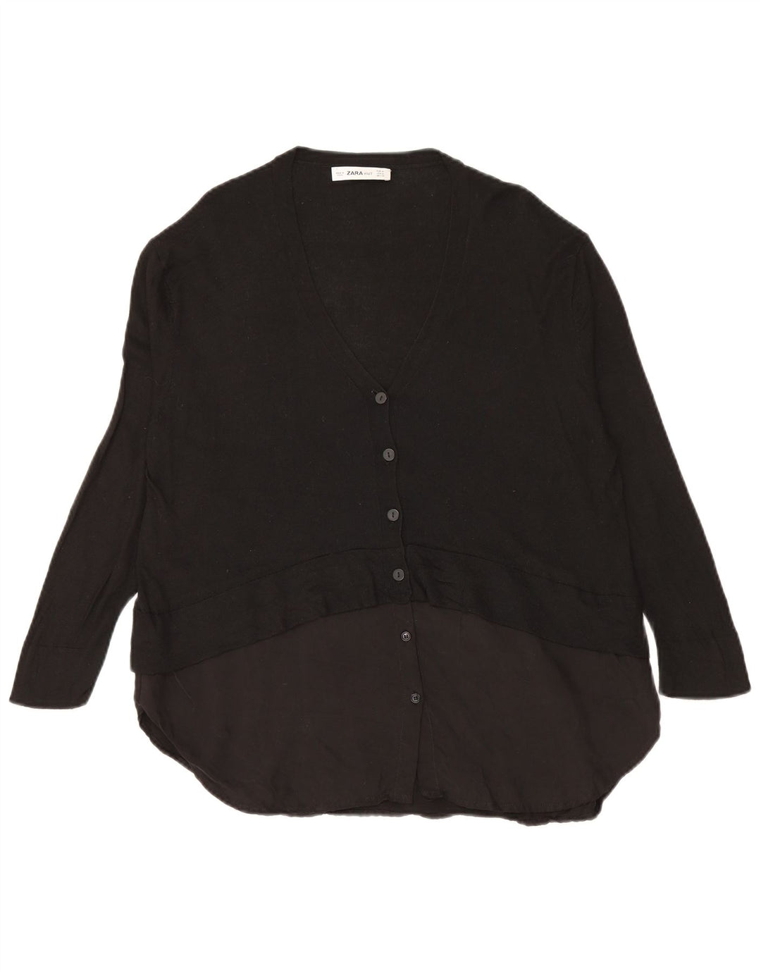 Suéter cardigã feminino Zara Longline Reino Unido 14 médio preto