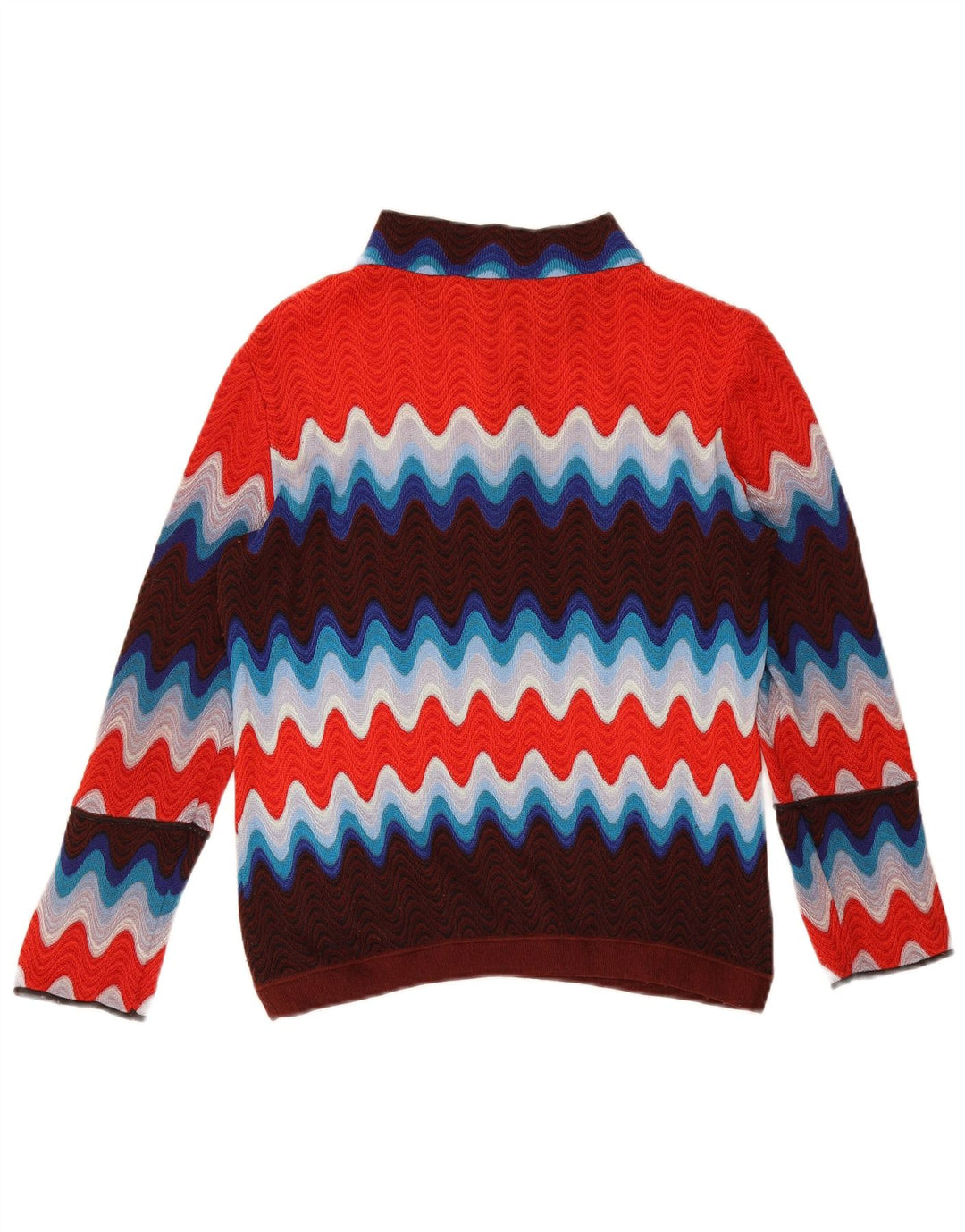 Suéter feminino vintage com gola redonda e botão UK 12 médio multicolorido