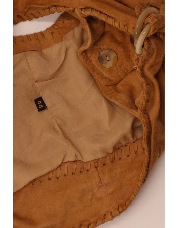 Colete feminino vintage de camurça IT 44 médio bege