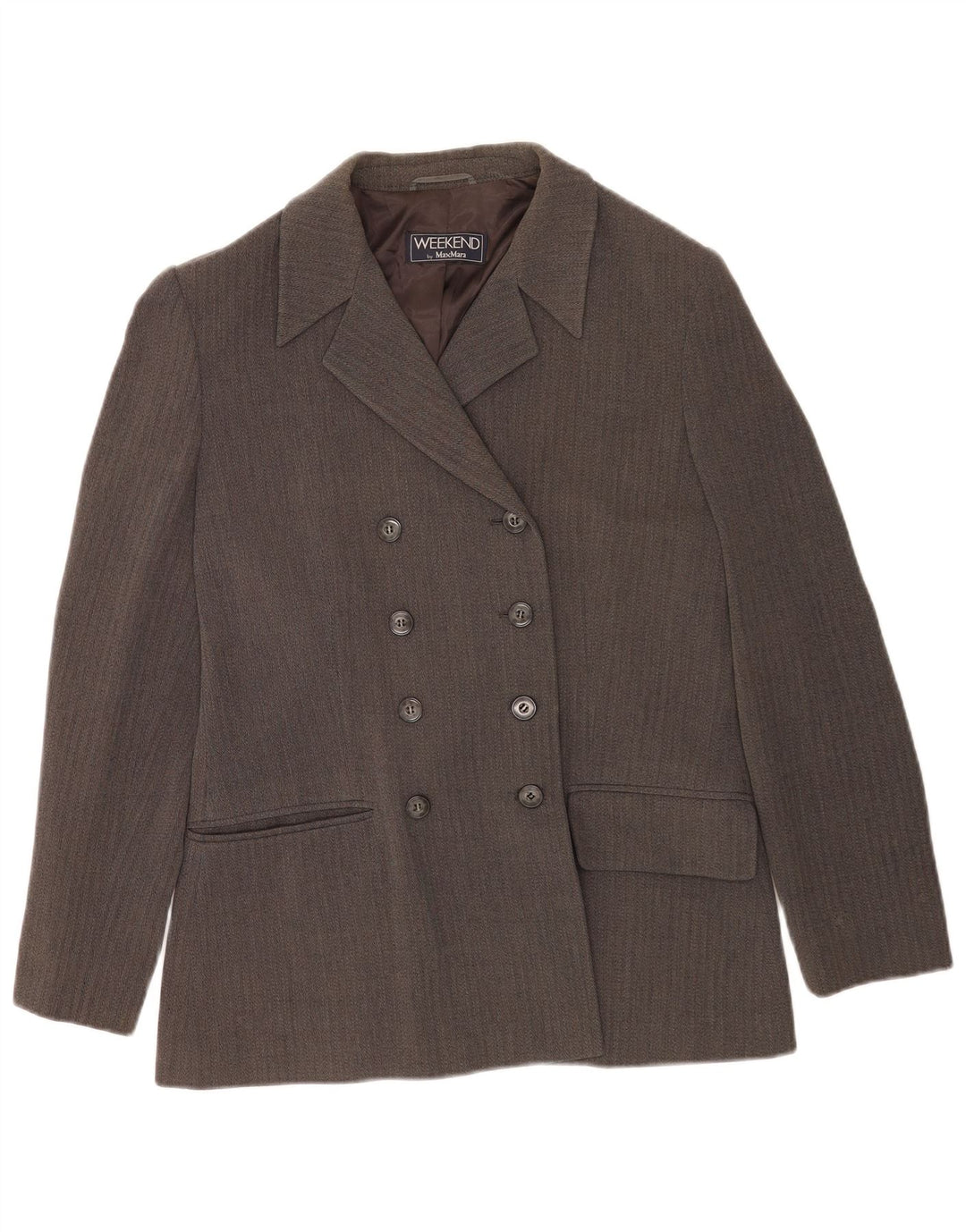 Max Mara Jaqueta blazer feminina de fim de semana Reino Unido 16 grande cinza Chevron