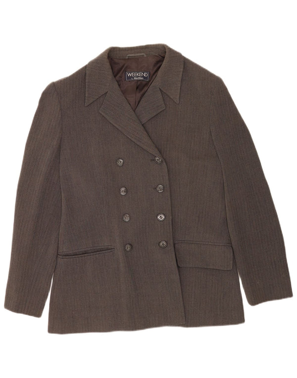 Max Mara Jaqueta blazer feminina de fim de semana Reino Unido 16 grande cinza Chevron