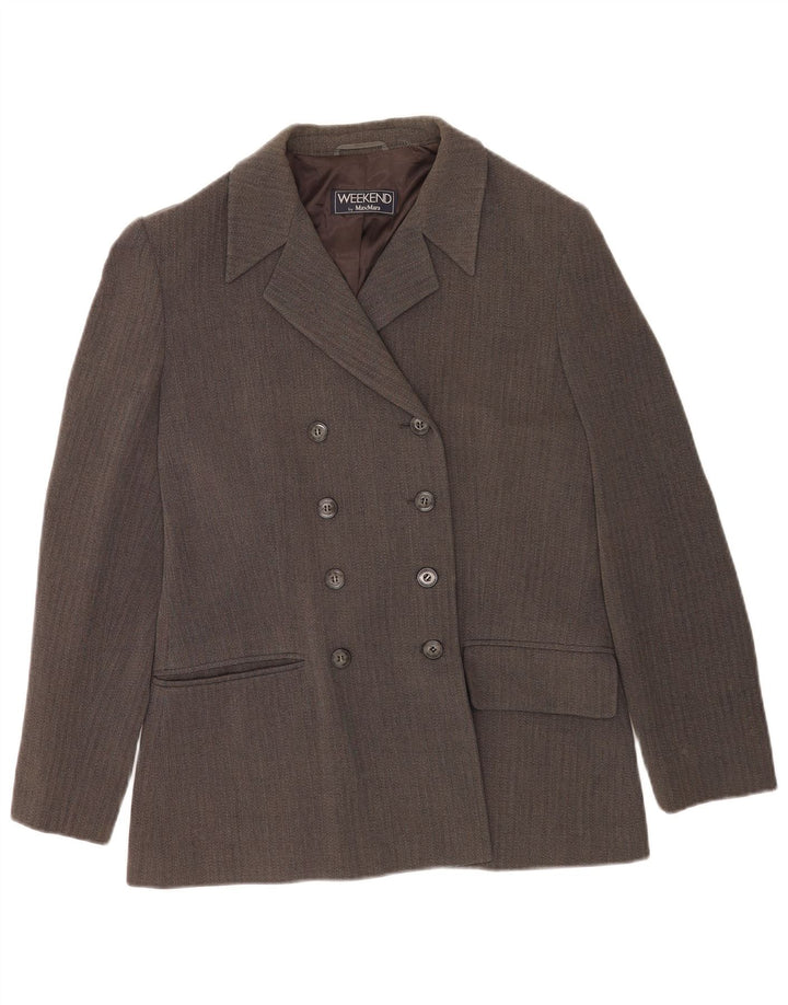 Max Mara Jaqueta blazer feminina de fim de semana Reino Unido 16 grande cinza Chevron