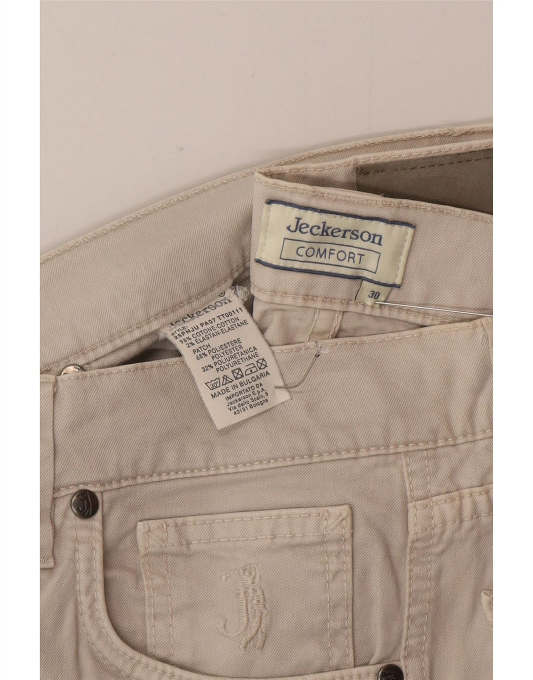 Jeans masculinos Jeckerson Slim W30 L30 algodão bege