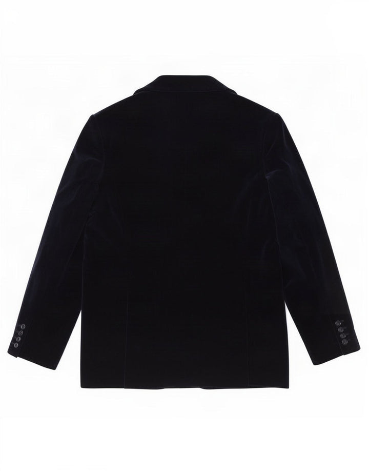 Jaqueta blazer feminina vintage com 1 botão Reino Unido 14 algodão azul marinho médio