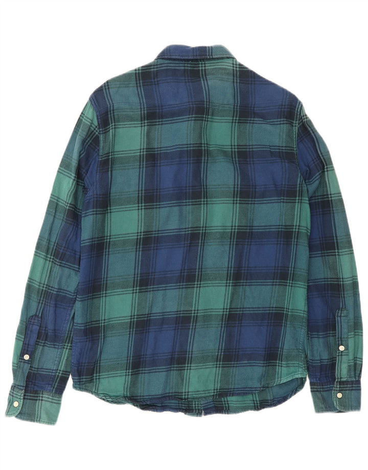 Camisa feminina de flanela Lee algodão xadrez azul médio