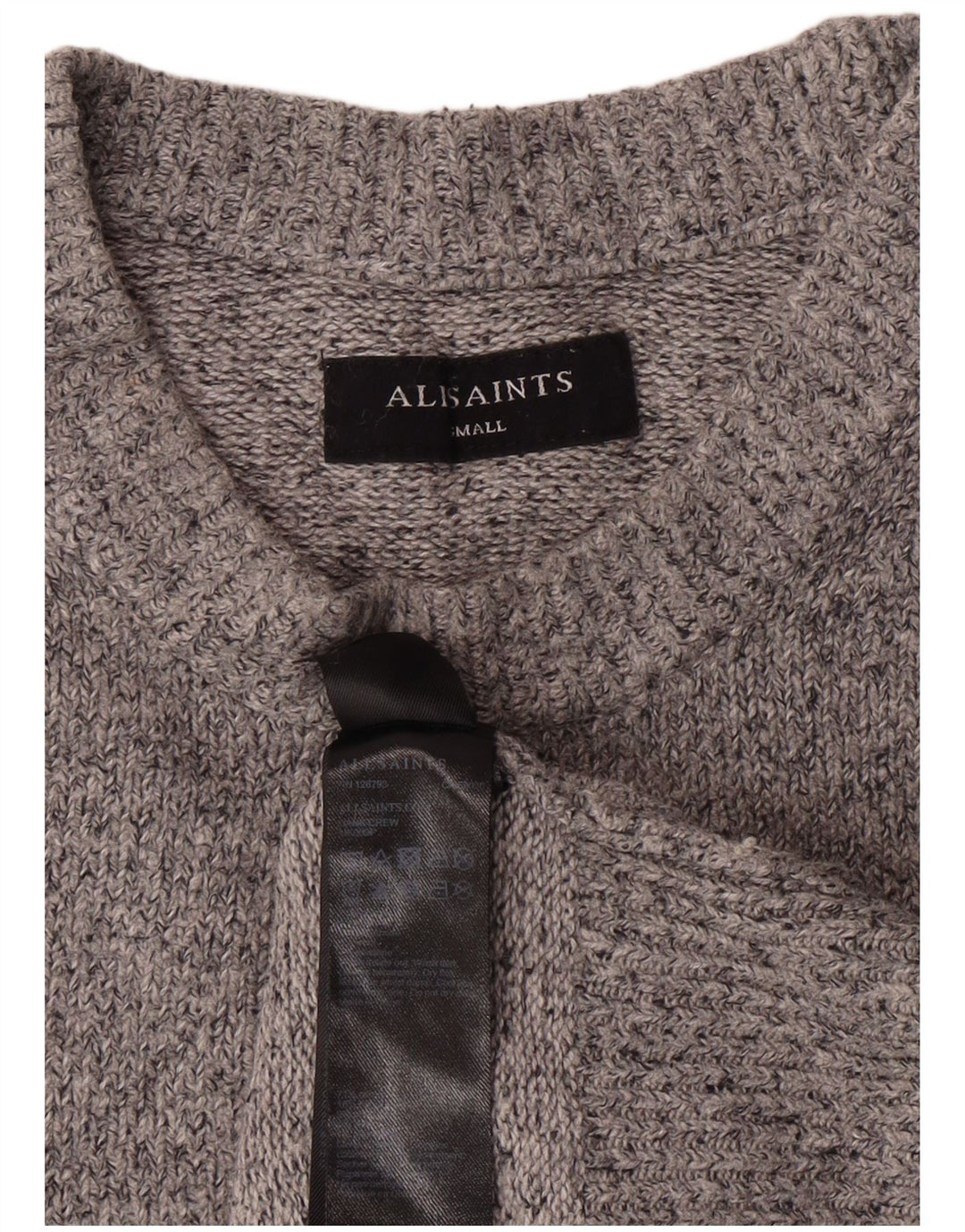 Suéter masculino ALL SAINTS com ajuste solto e gola redonda, pequeno algodão cinza
