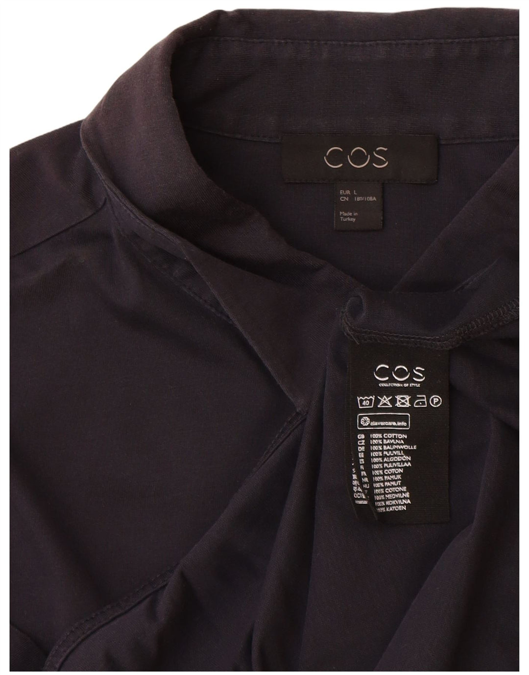 Cos Camisa masculina de manga curta grande algodão azul marinho