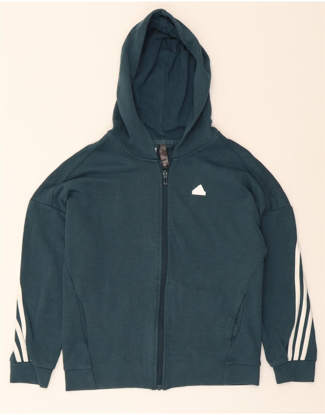 ADIDAS Girls Zip Hoodie Sweater 11-12 Years Green Cotton Vintage Adidas and Second-Hand Adidas from Messina Hembry 