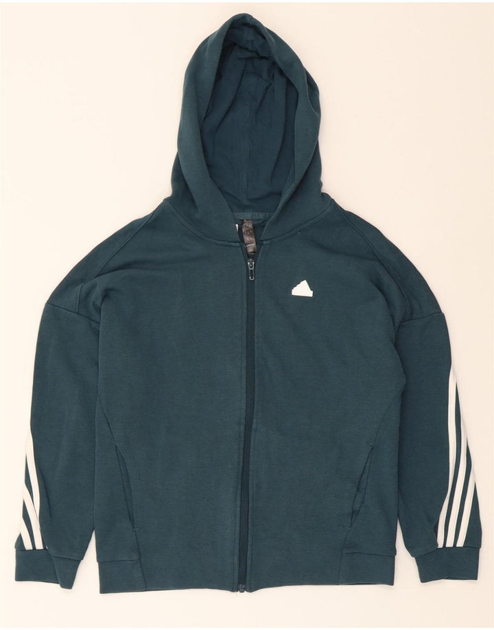 ADIDAS Girls Zip Hoodie Sweater 11-12 Years Green Cotton Vintage Adidas and Second-Hand Adidas from Messina Hembry 