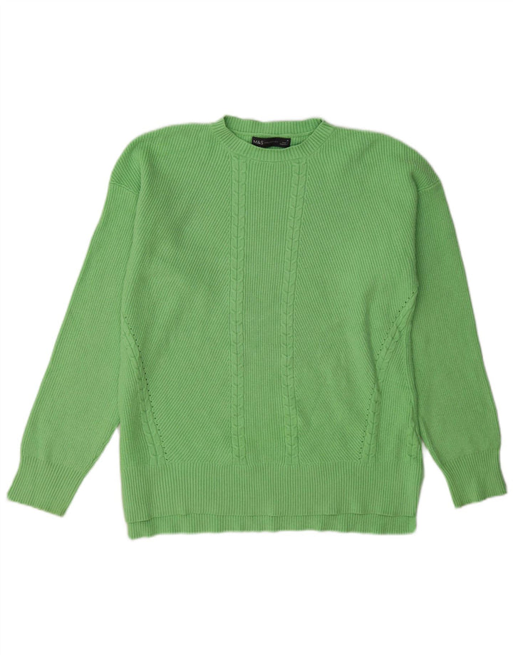 Suéter feminino Marks & Spencer com gola redonda Reino Unido 14 viscose verde médio