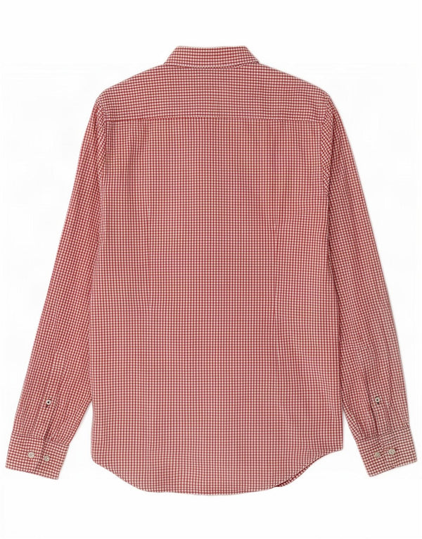 Camisa masculina Tommy Hilfiger Slim Fit média vermelha algodão guingão