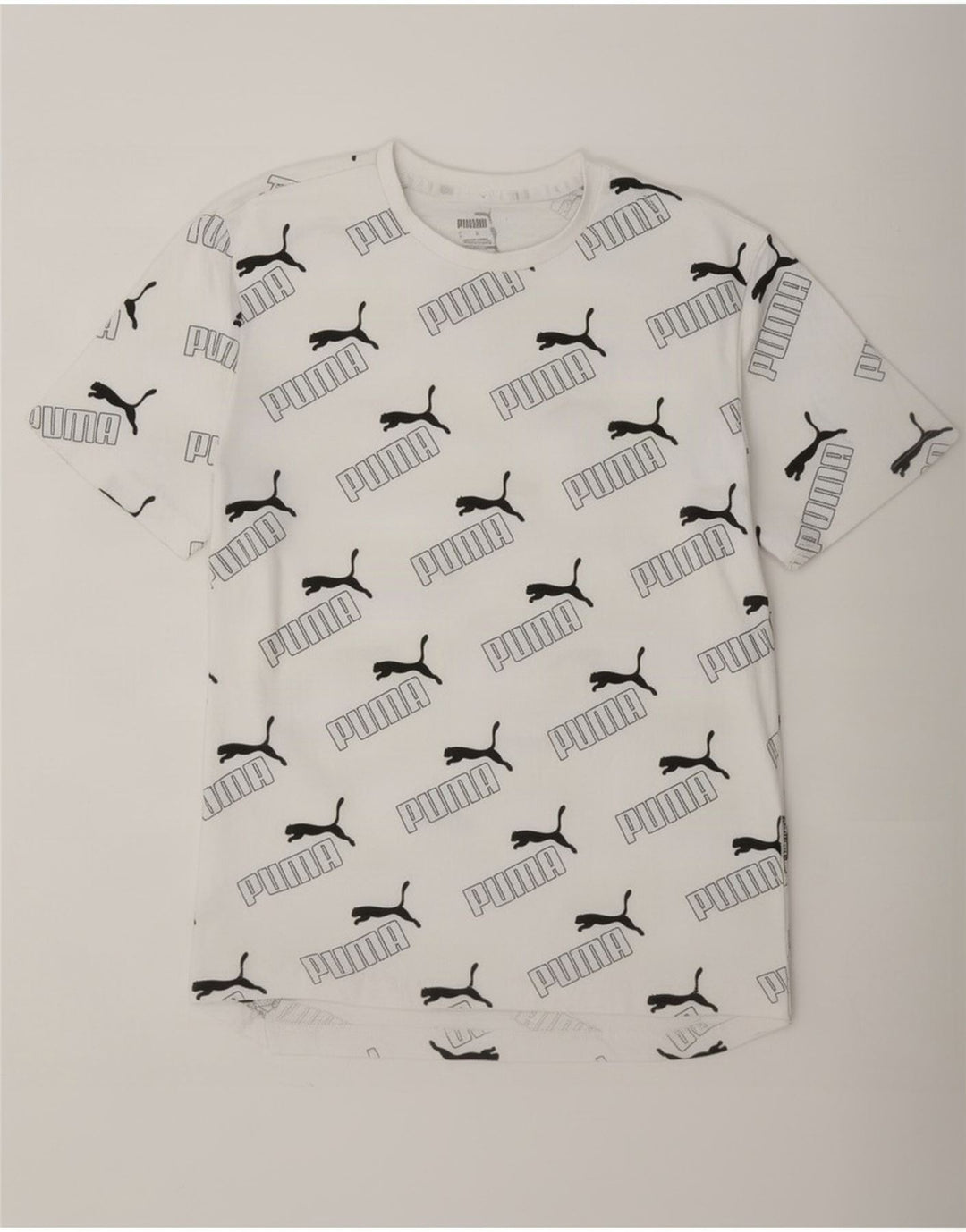 Puma Mens Graphic T-Shirt Top Pequeno Algodão Branco