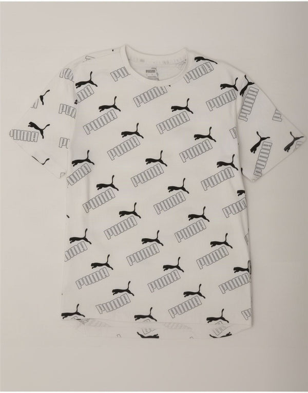 Puma Mens Graphic T-Shirt Top Pequeno Algodão Branco