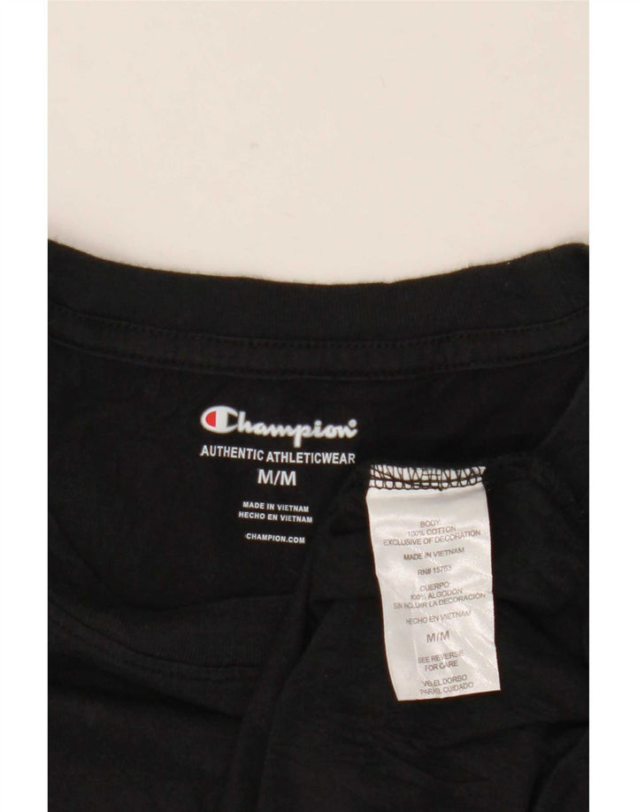 Camiseta gráfica masculina Champion de algodão preto médio