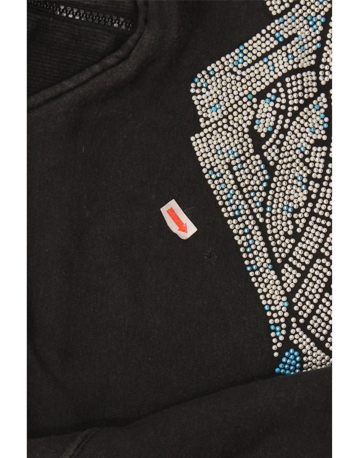 NORTONS Suéter feminino com gola e zíper gráfico UK 14 médio preto