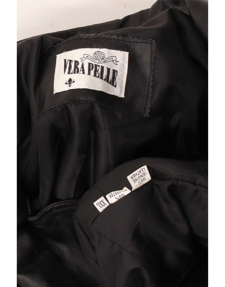 Jaqueta de couro masculina vintage UK 44 2XL couro preto