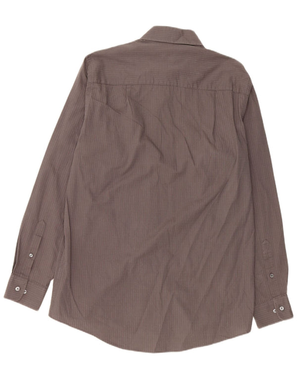 Camisa masculina Calvin Klein tamanho 15 algodão listrado cinza médio