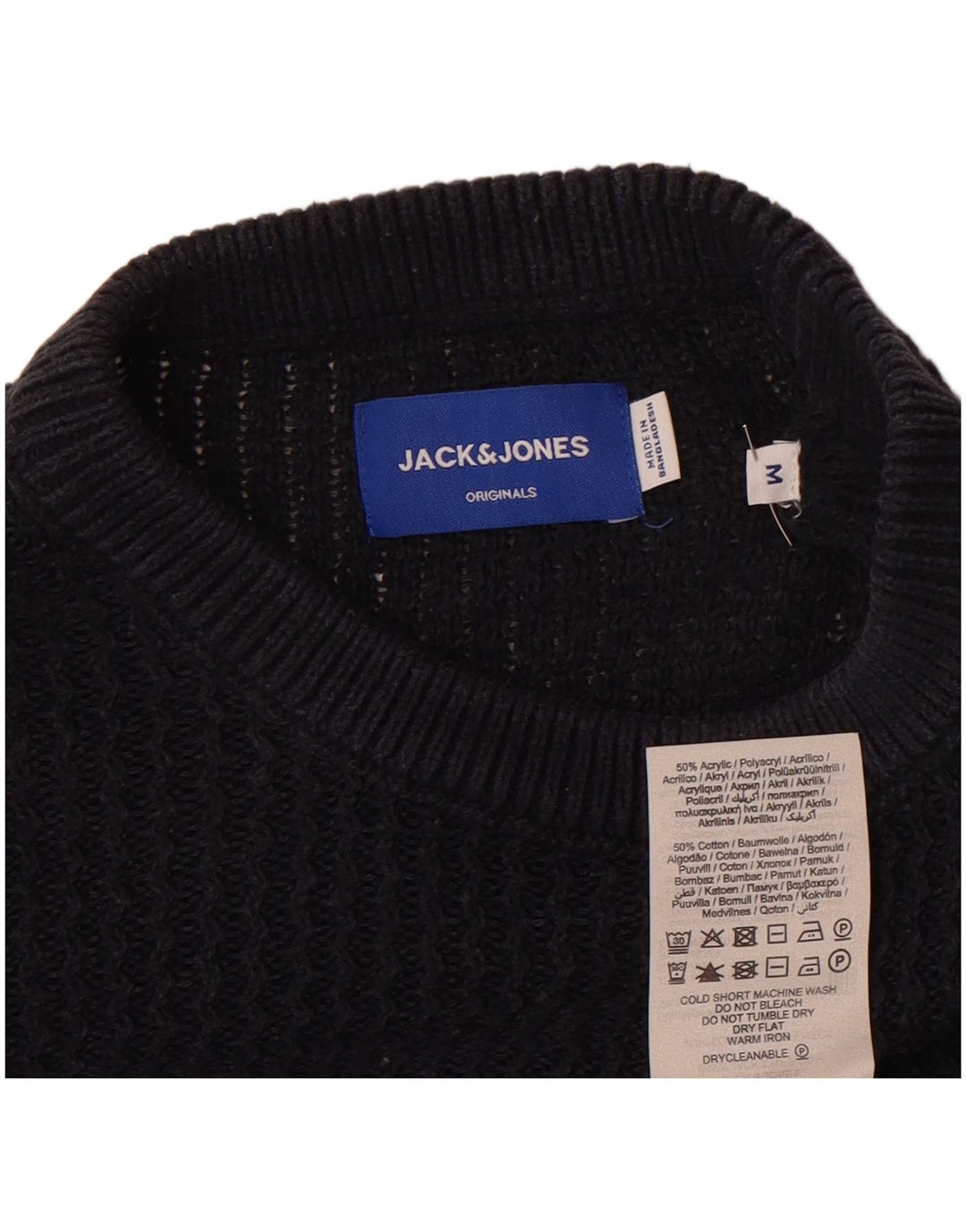 Suéter masculino Jack & Jones com gola redonda e acrílico azul marinho médio