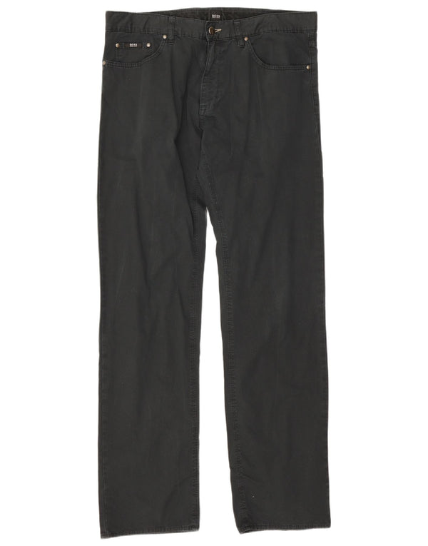 Calça casual reta masculina Hugo Boss W36 L34 algodão preto