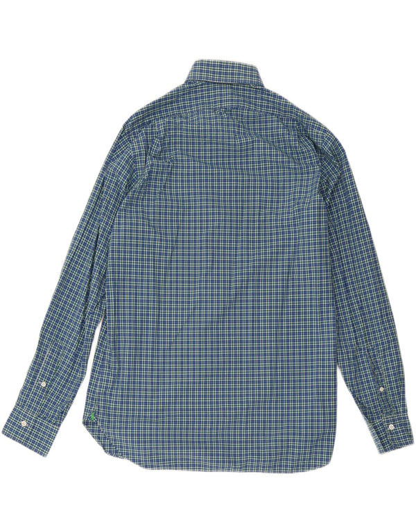 Polo Ralph Lauren Camisa masculina tamanho 16 40/41 grande algodão xadrez azul