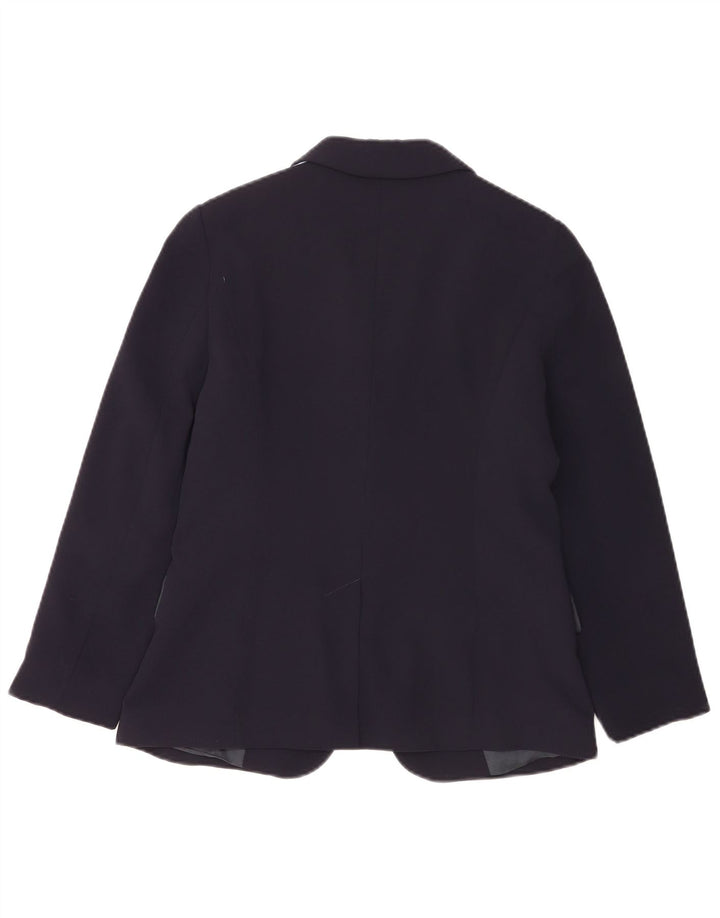 Jaqueta blazer feminina Marella com 2 botões UK 8 pequena azul marinho listrado acetato