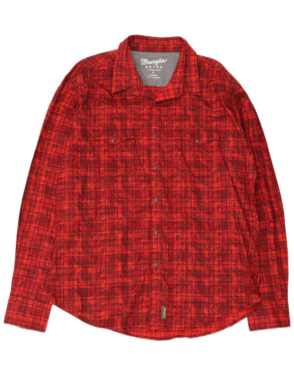 Camisa Wrangler masculina de flanela XL vermelha algodão Paisley