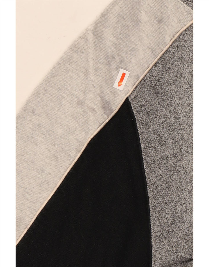 CHAMPION Suéter masculino com gola e zíper, grande, cinza, algodão colorblock