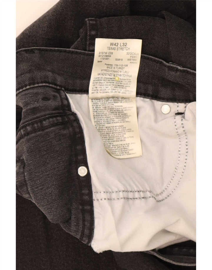 Wrangler Masculino Texas Stretch Straight Jeans W42 L32 Algodão Preto