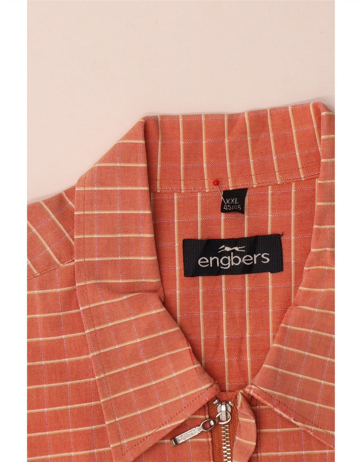 Camisa pulôver masculina de manga curta ENGBERS tamanho 45/46 2XL laranja xadrez