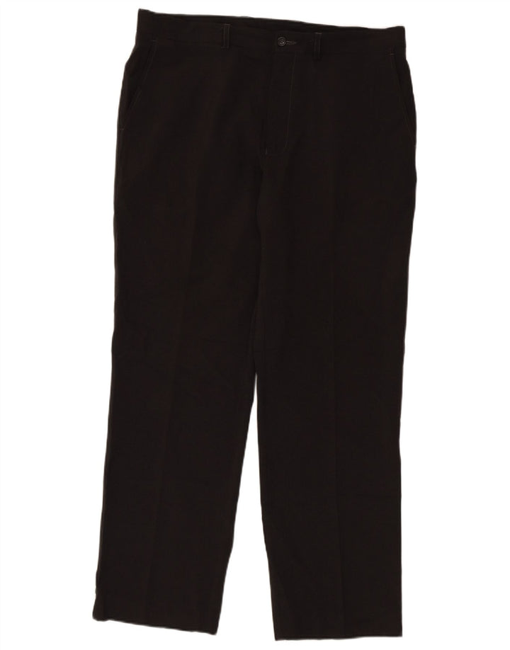 Calça chino reta masculina Marks & Spencer W36 L31 poliéster cinza