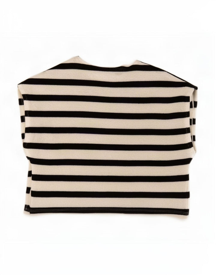 Top curto sem mangas feminino Zara UK 10 pequeno poliéster listrado preto