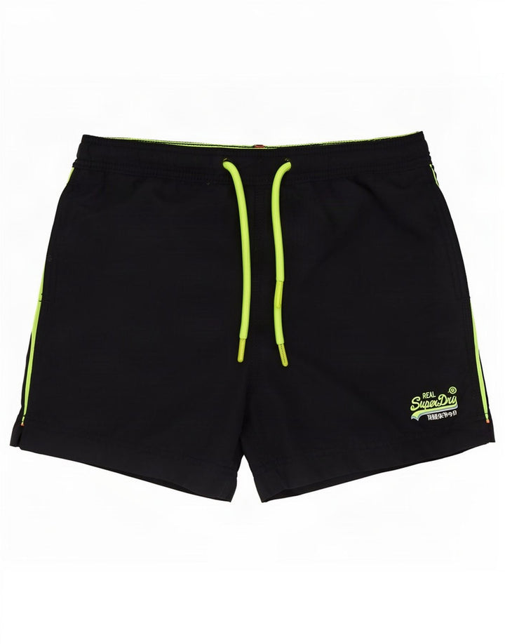 Shorts de natação masculino Superdry pequeno poliéster preto