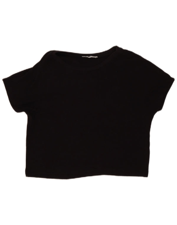 ZARA Camiseta Feminina Trafaluc Crop Top UK 14 Grande Preto