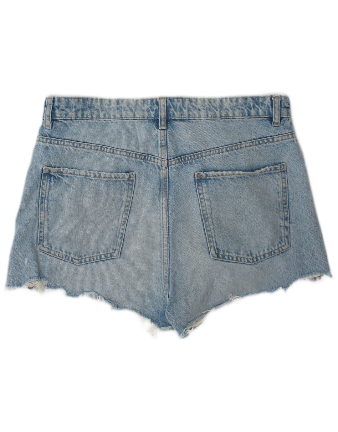 Zara Shorts jeans feminino desgastado EU 44 XL W34 azul