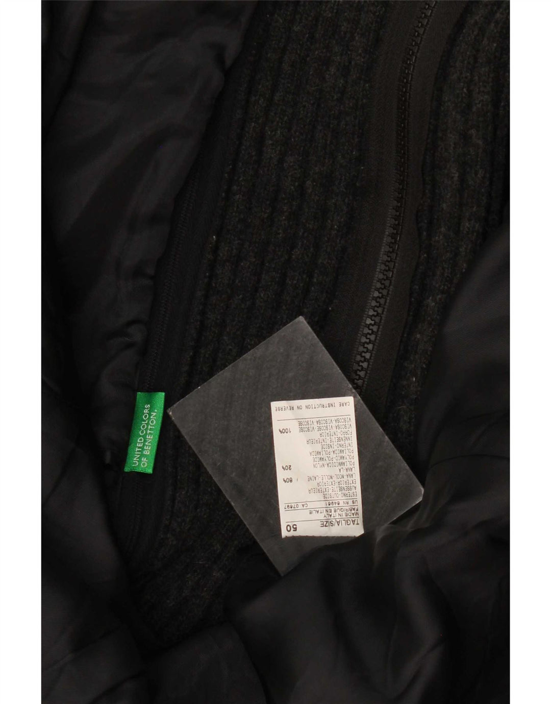 Jaqueta blazer masculina de 2 botões Benetton IT 50 grande lã manchada cinza