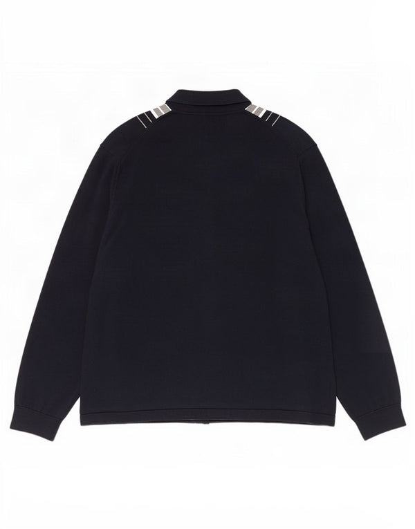 Suéter cardigã masculino Marks & Spencer 2XL algodão listrado azul marinho