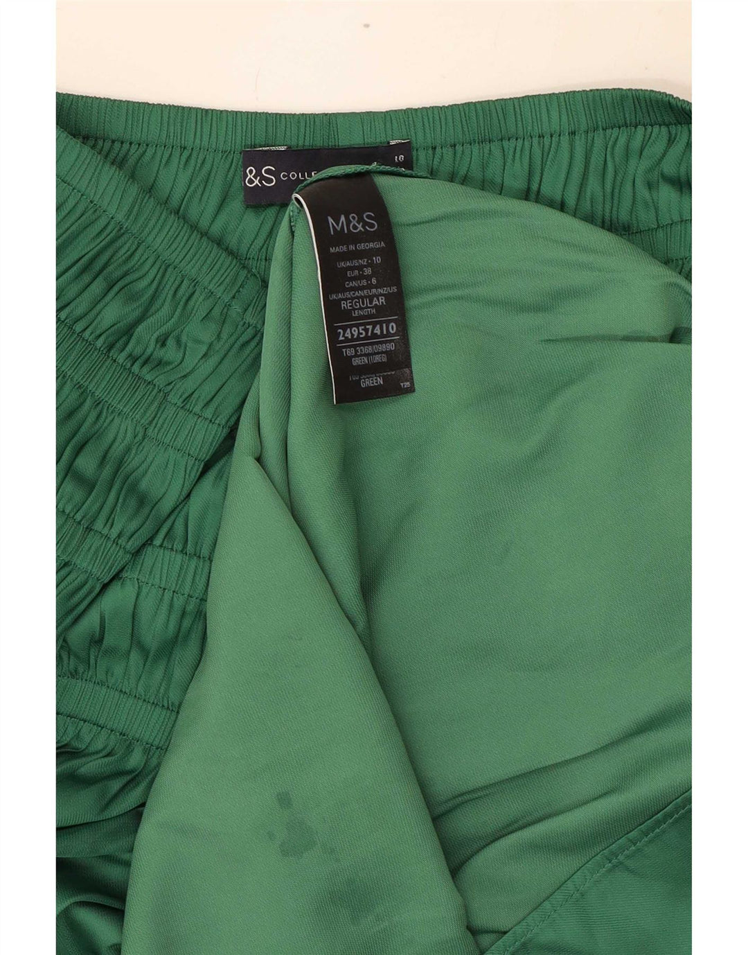 Saia maxi feminina Marks & Spencer Reino Unido 10 pequena W34 poliéster verde