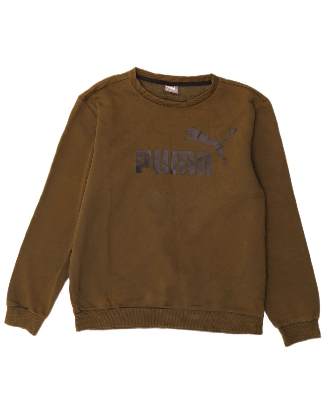 Puma Mens Graphic Moletom Jumper Médio Algodão Cáqui