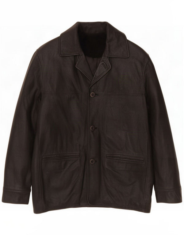 Jaqueta Blazer masculina de couro com 3 botões Forester IT 48 Preto médio