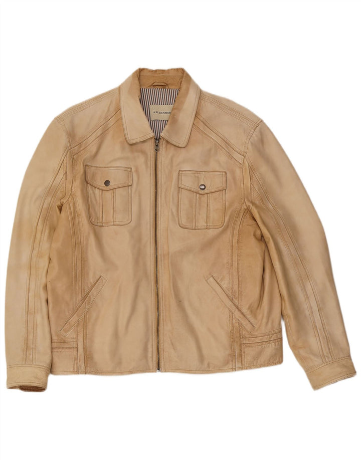 Jaqueta de couro masculina A.W.Dunmore UK 40 grande bege