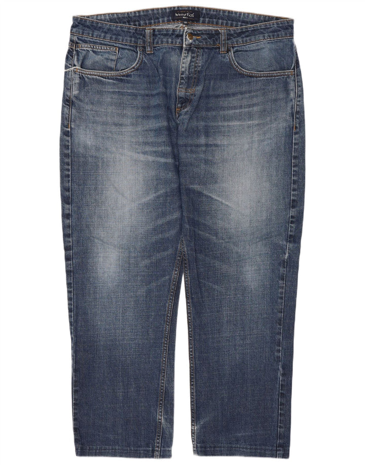 Calça jeans reta feminina Weird Fish W38 L27 algodão azul