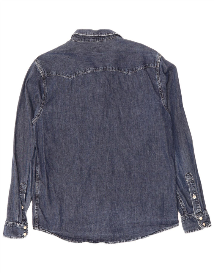 Camisa jeans masculina LEE grande algodão azul marinho