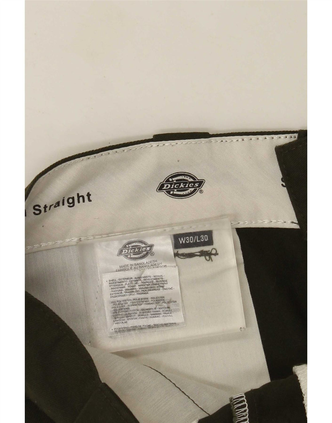 Calças Dickies Mens Straight Chino W30 L30 Poliéster Verde